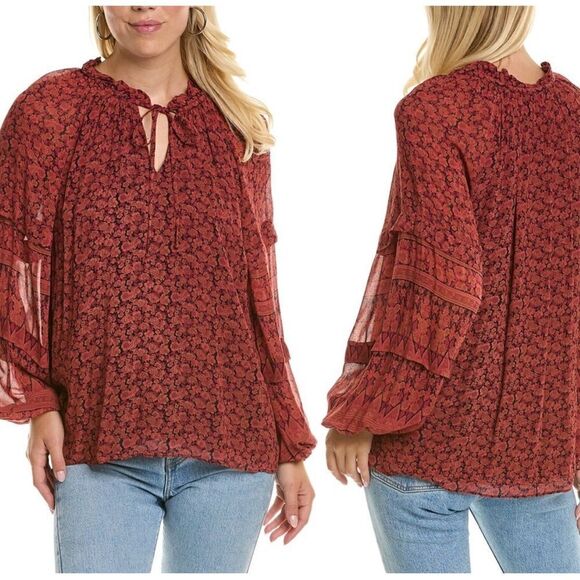 Kobi Halperin Mckenna Peasant Blouse size XL - Picture 1 of 11